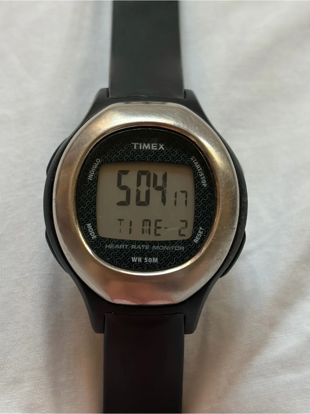 Timex T5K483 Indiglo Heart Rate Monitor Quartz Digital Unisex Watch New Battery